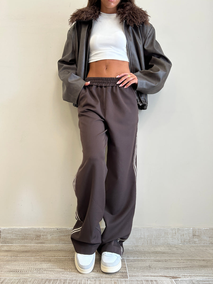 LMN Pantalone felpa moro+ banda laterale