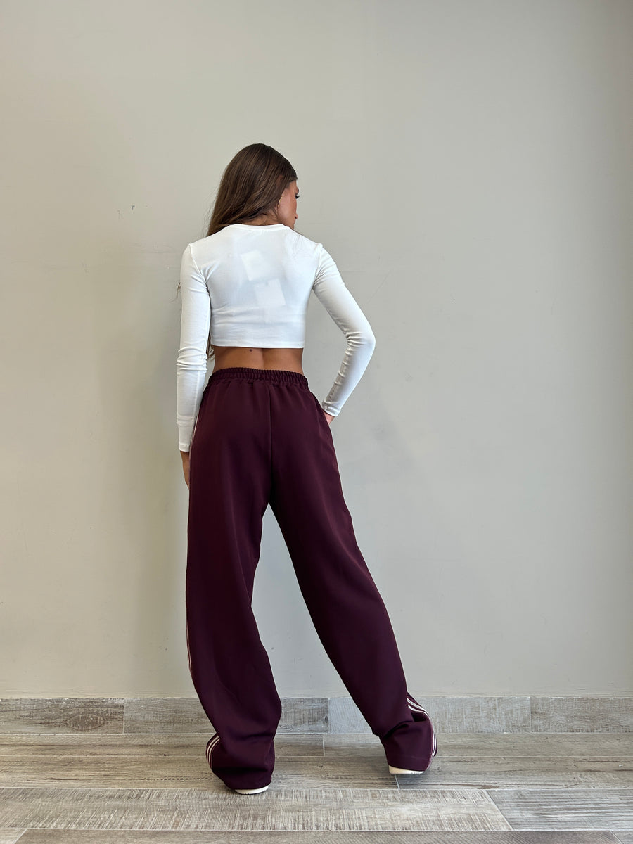 LMN Pantalone felpa bordeaux+ banda laterale