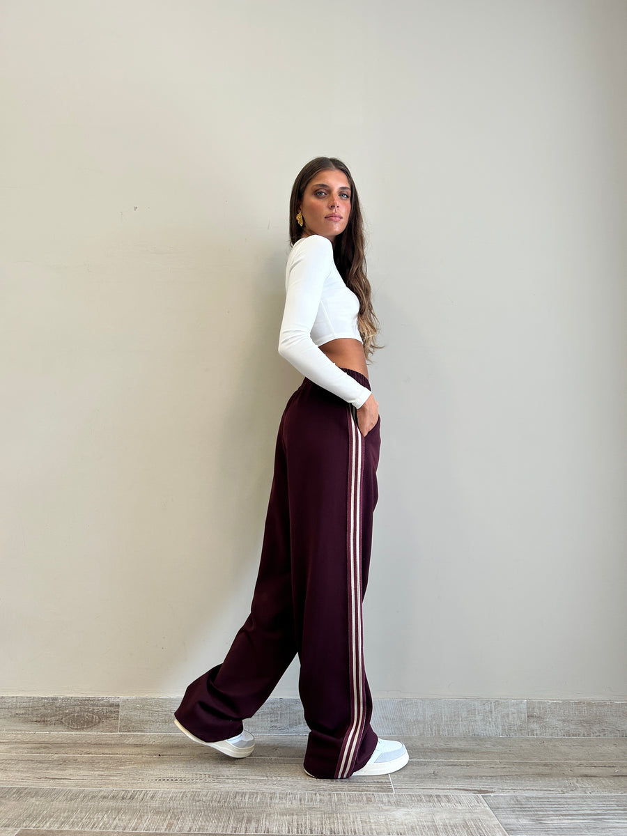 LMN Pantalone felpa bordeaux+ banda laterale