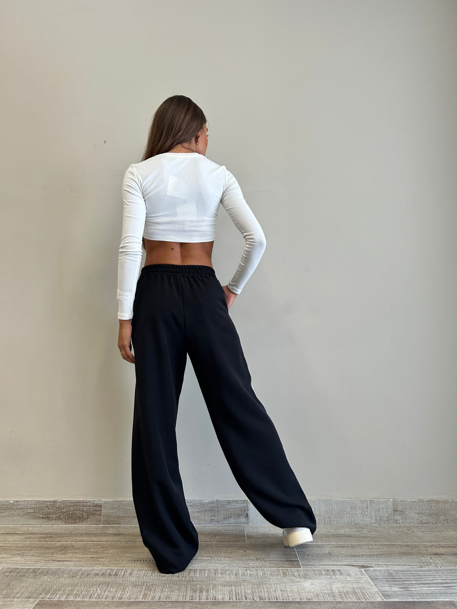 LMN Pantalone felpa nero+ banda laterale