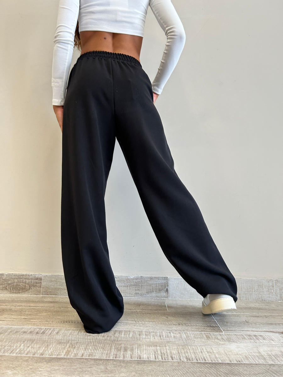LMN Pantalone felpa nero+ banda laterale