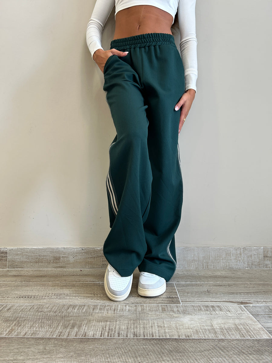LMN Pantalone felpa verde+ banda laterale