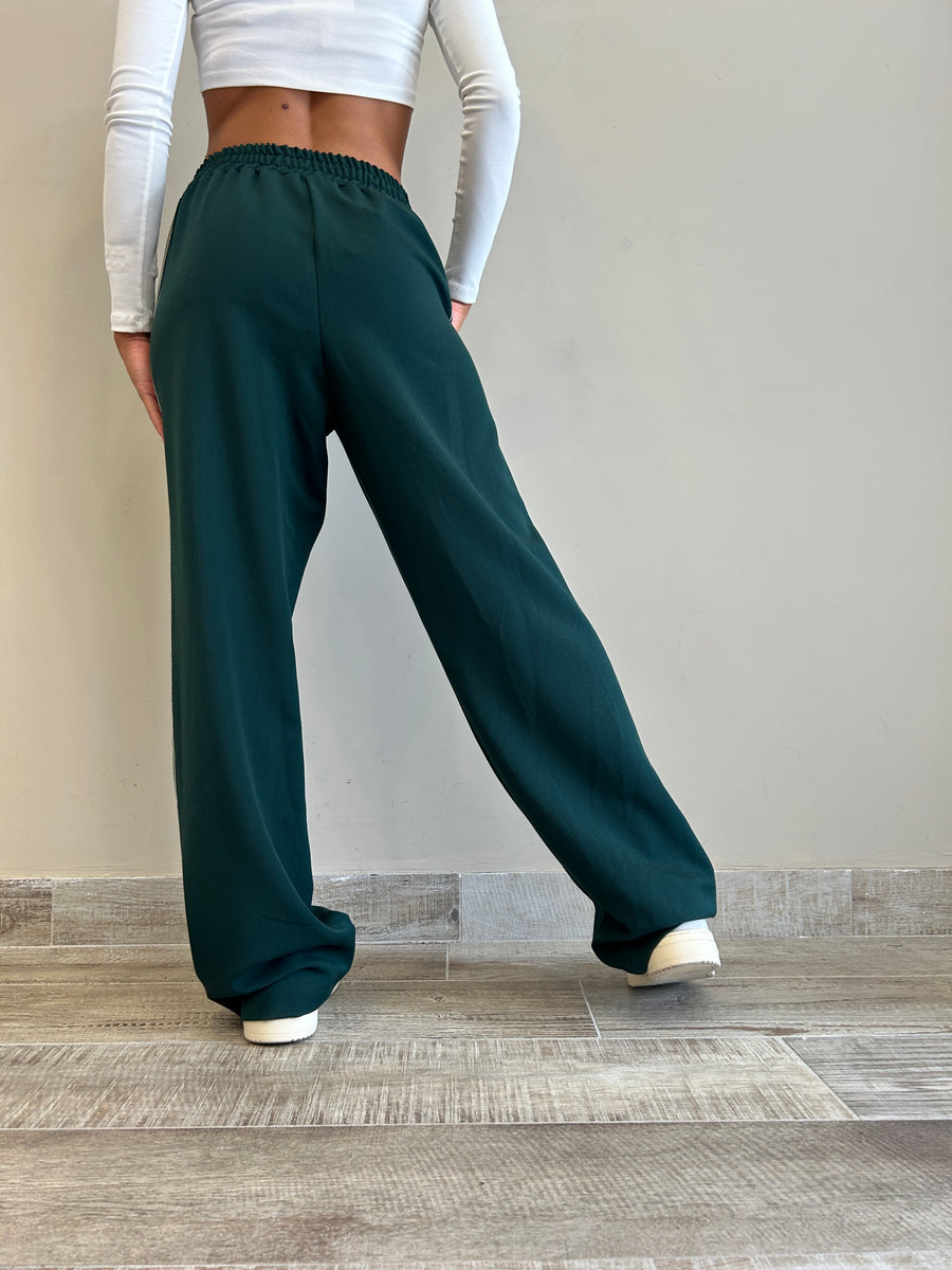 LMN Pantalone felpa verde+ banda laterale