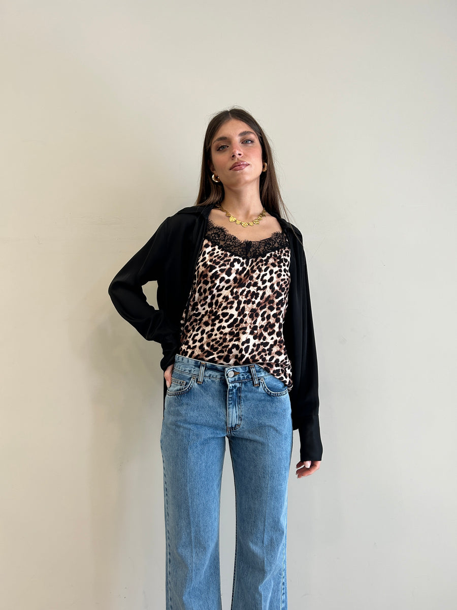 MOTEL Blusa nera lacci