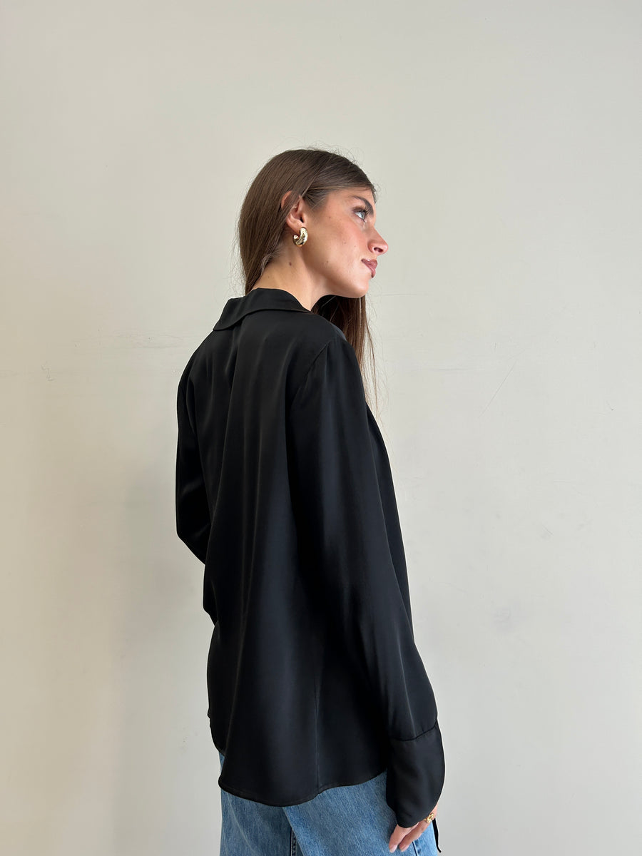 MOTEL Blusa nera lacci
