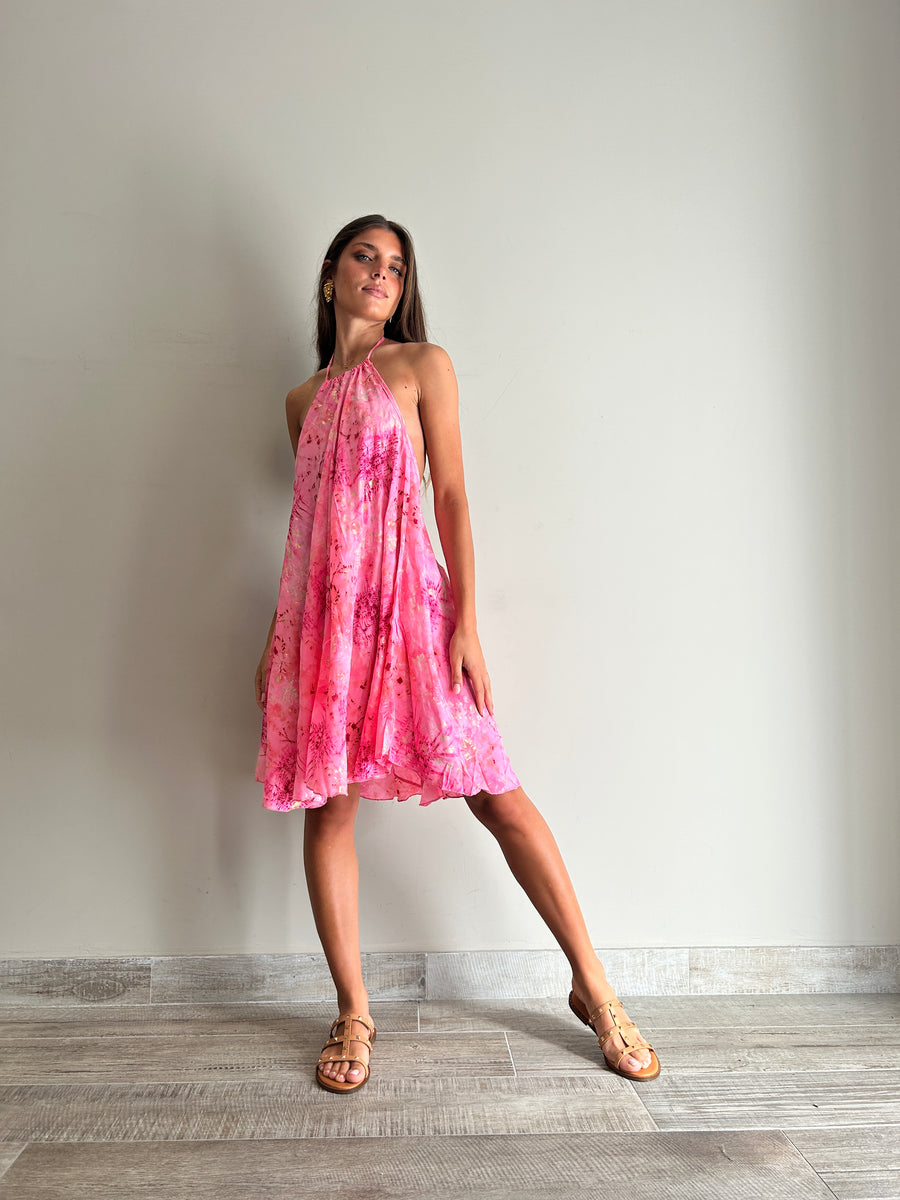 FREELOVE Abito Freedom Seta Tie Dye Pink