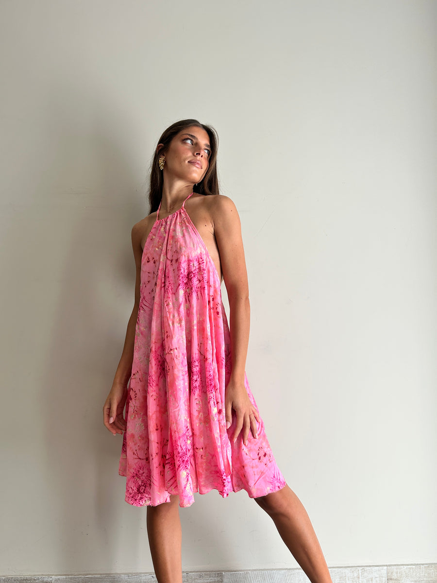 FREELOVE Abito Freedom Seta Tie Dye Pink
