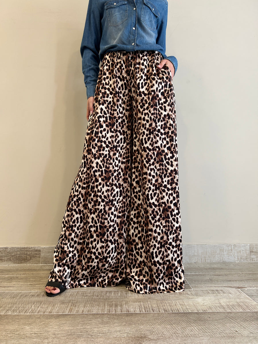 MOTEL Pantalone palazzo viscosa leopard