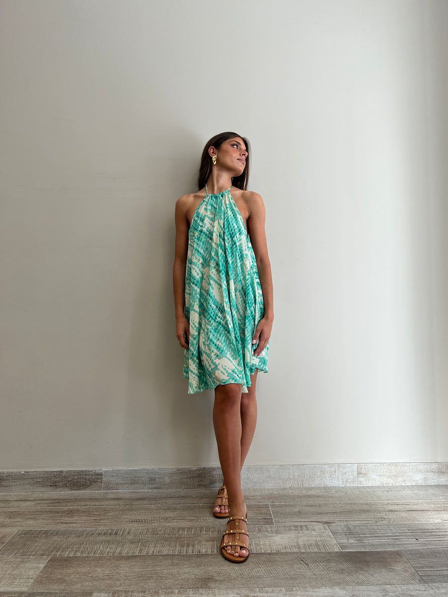 FREELOVE Abito Freedom Seta Gipsy Verde Acqua