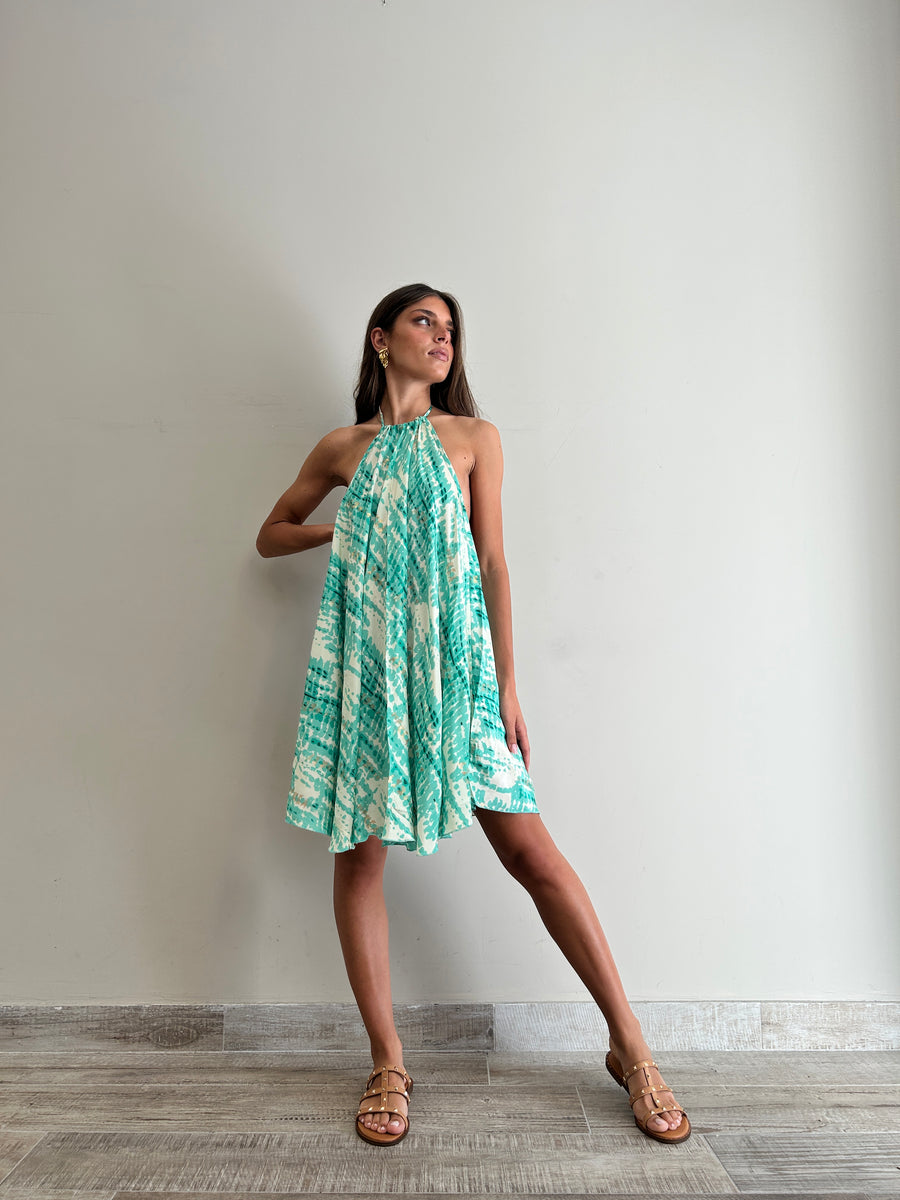 FREELOVE Abito Freedom Seta Gipsy Verde Acqua