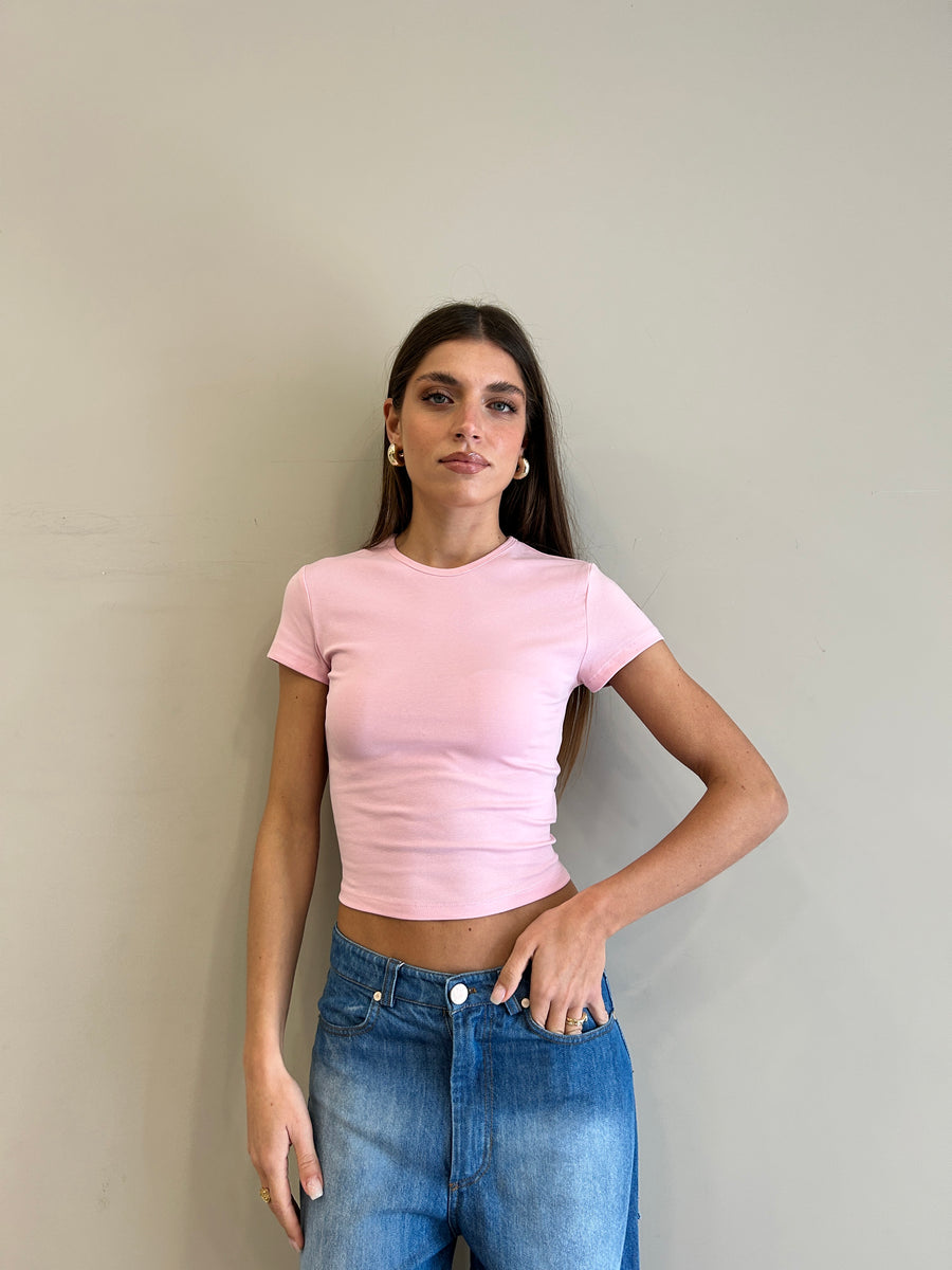 LMN t-shirt elasticizzata rosa