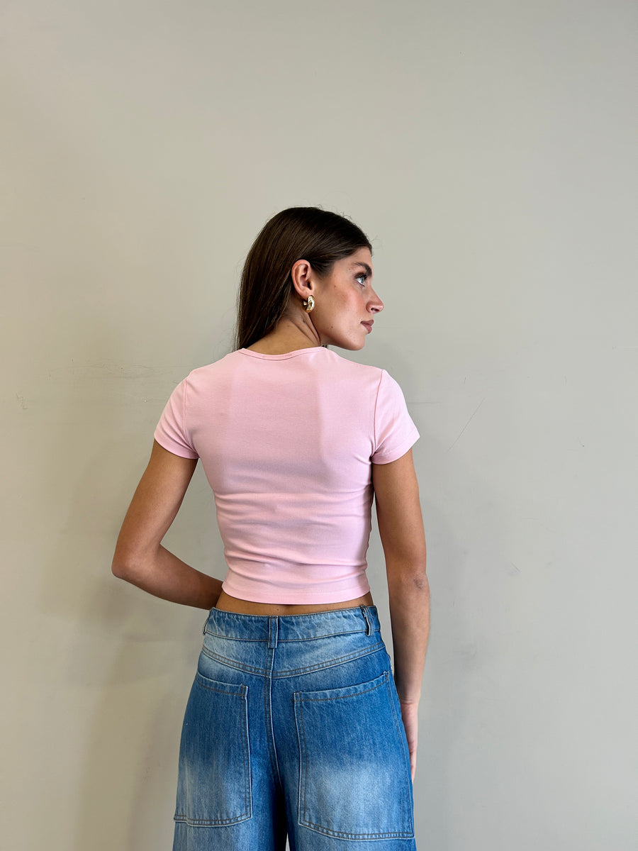 LMN t-shirt elasticizzata rosa