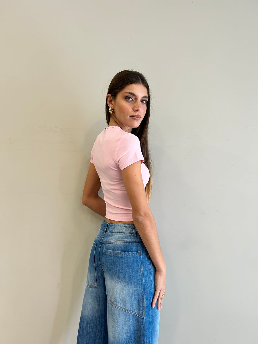 LMN t-shirt elasticizzata rosa