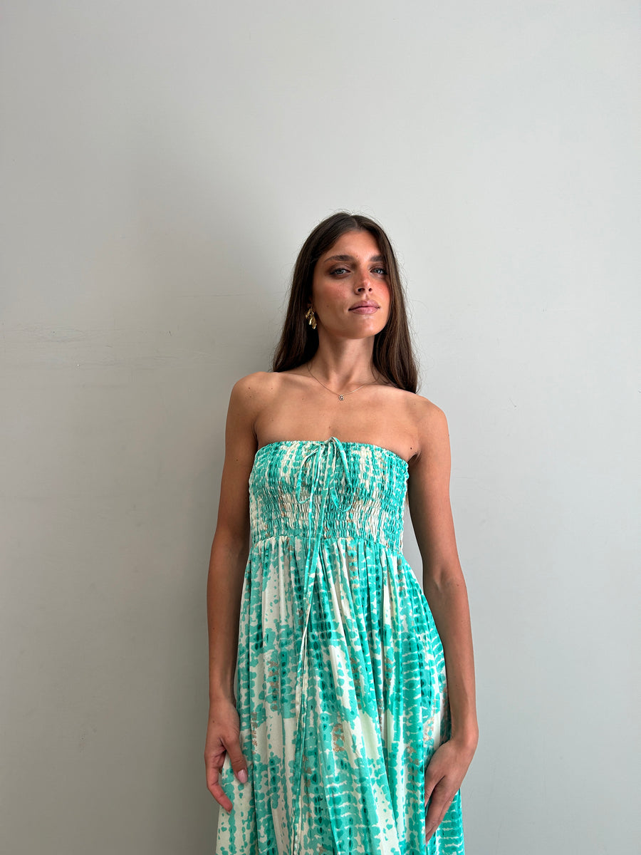 FREELOVE Abito lungo LACE seta Gipsy Verde Acqua