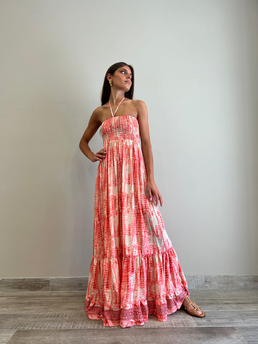 FREELOVE Abito lungo LACE seta Gipsy Coral
