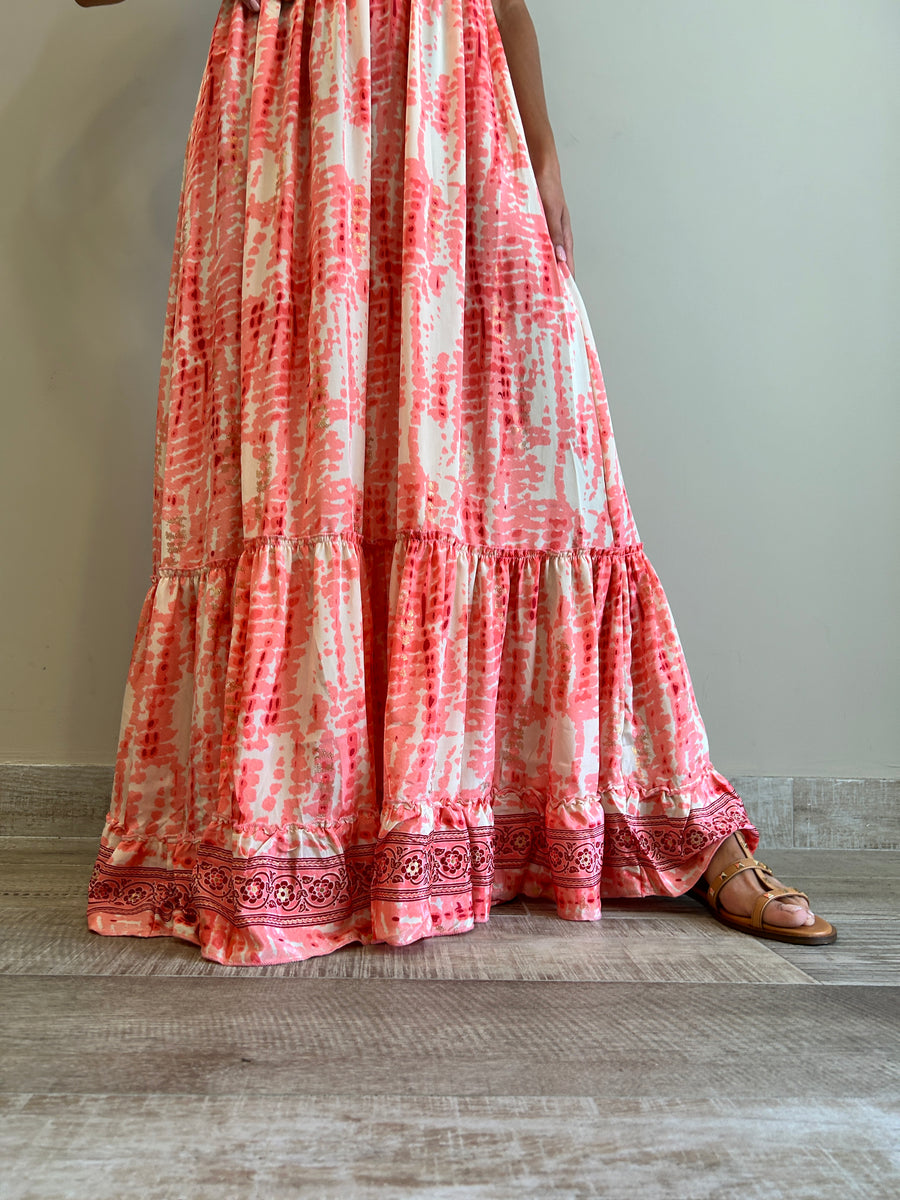 FREELOVE Abito lungo LACE seta Gipsy Coral