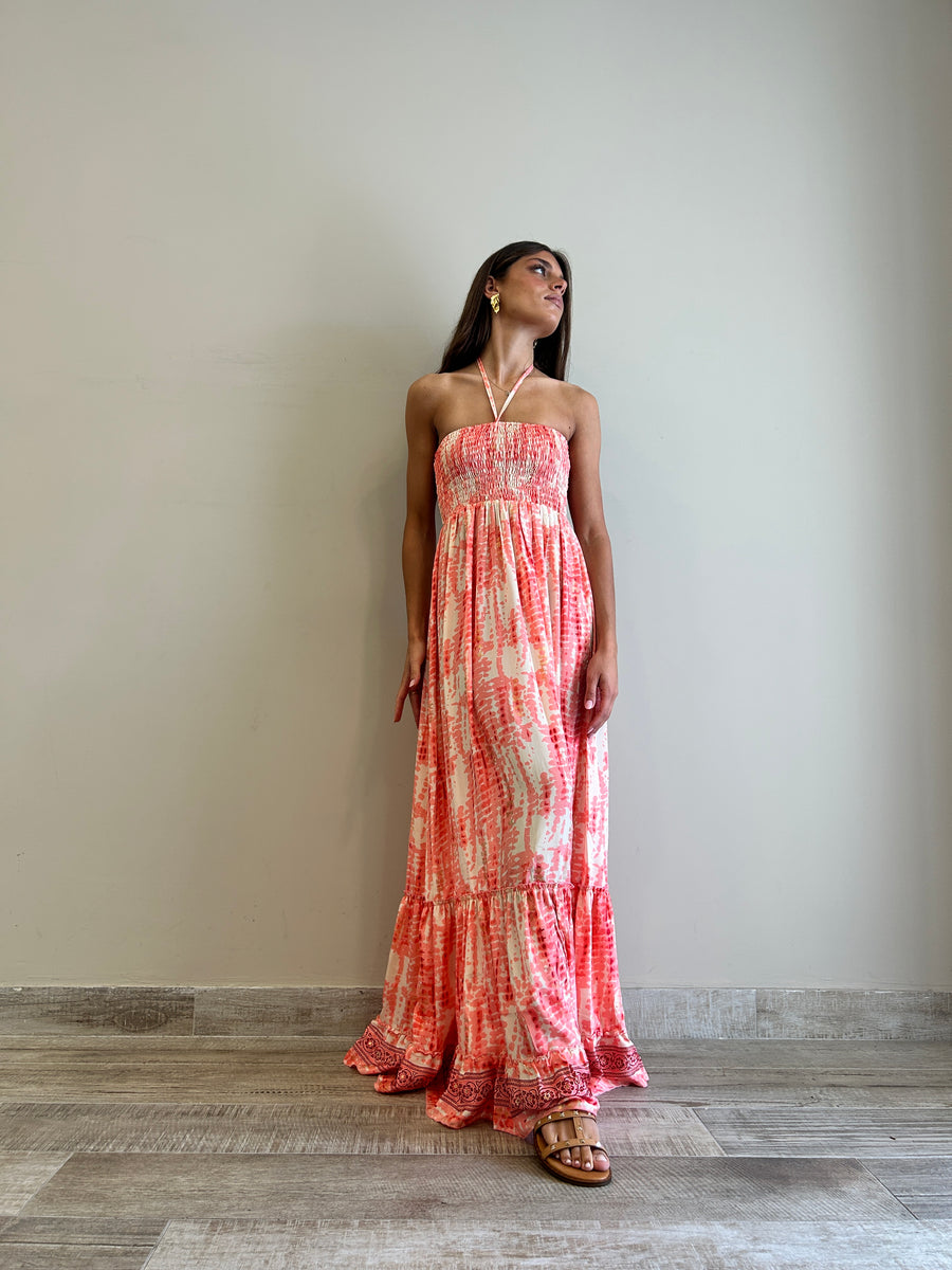 FREELOVE Abito lungo LACE seta Gipsy Coral
