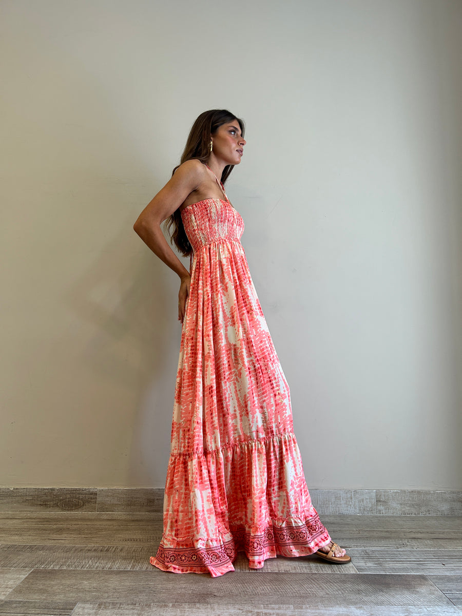 FREELOVE Abito lungo LACE seta Gipsy Coral