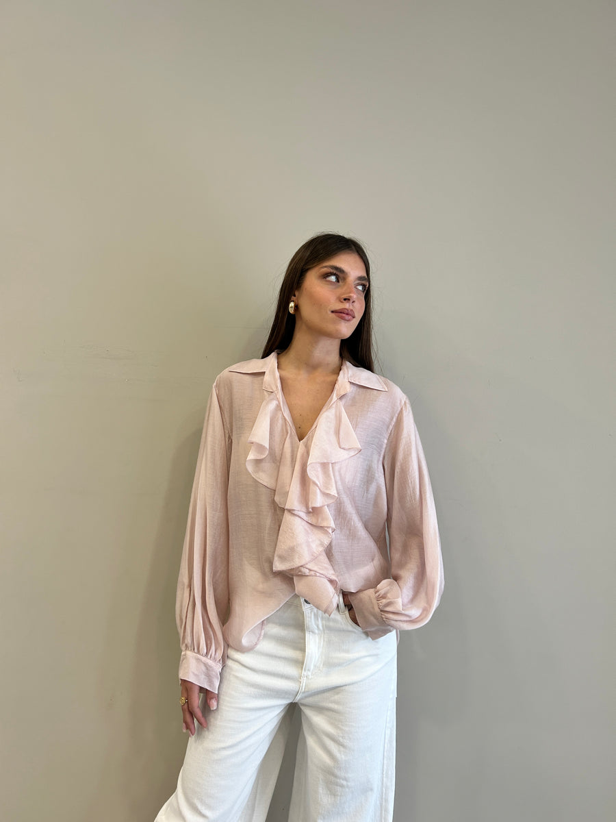 MOTEL Camicia rouches rosa