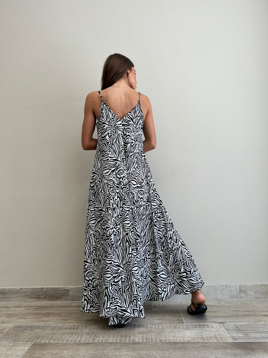 FREELOVE Abito lungo HARMONY Zebra Black