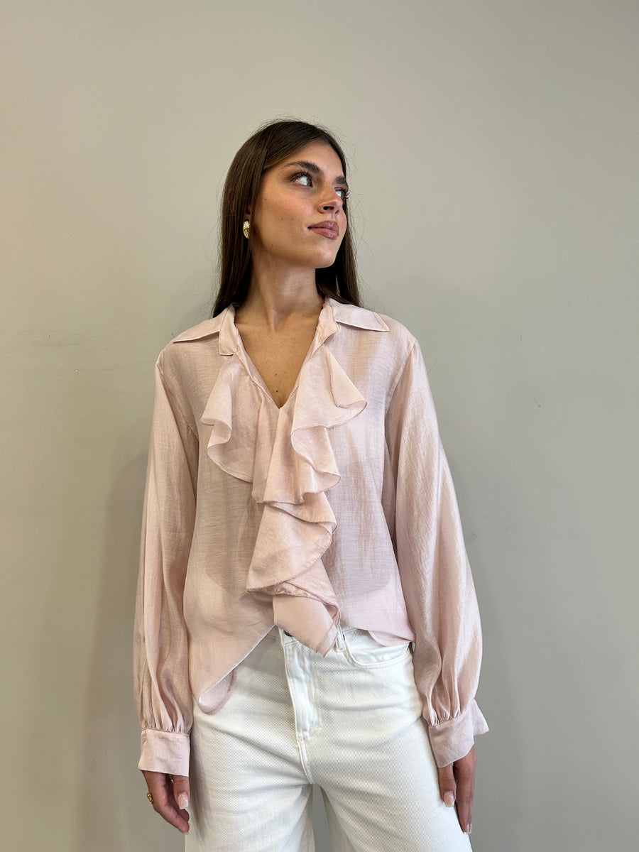 MOTEL Camicia rouches rosa