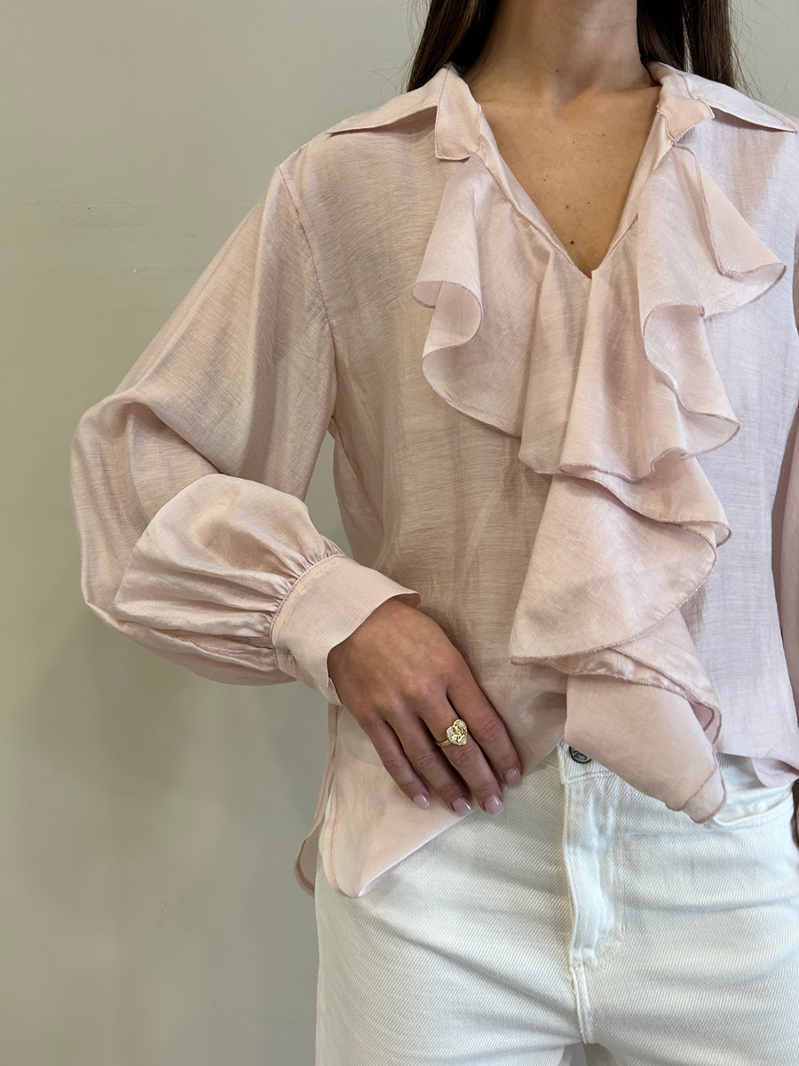 MOTEL Camicia rouches rosa
