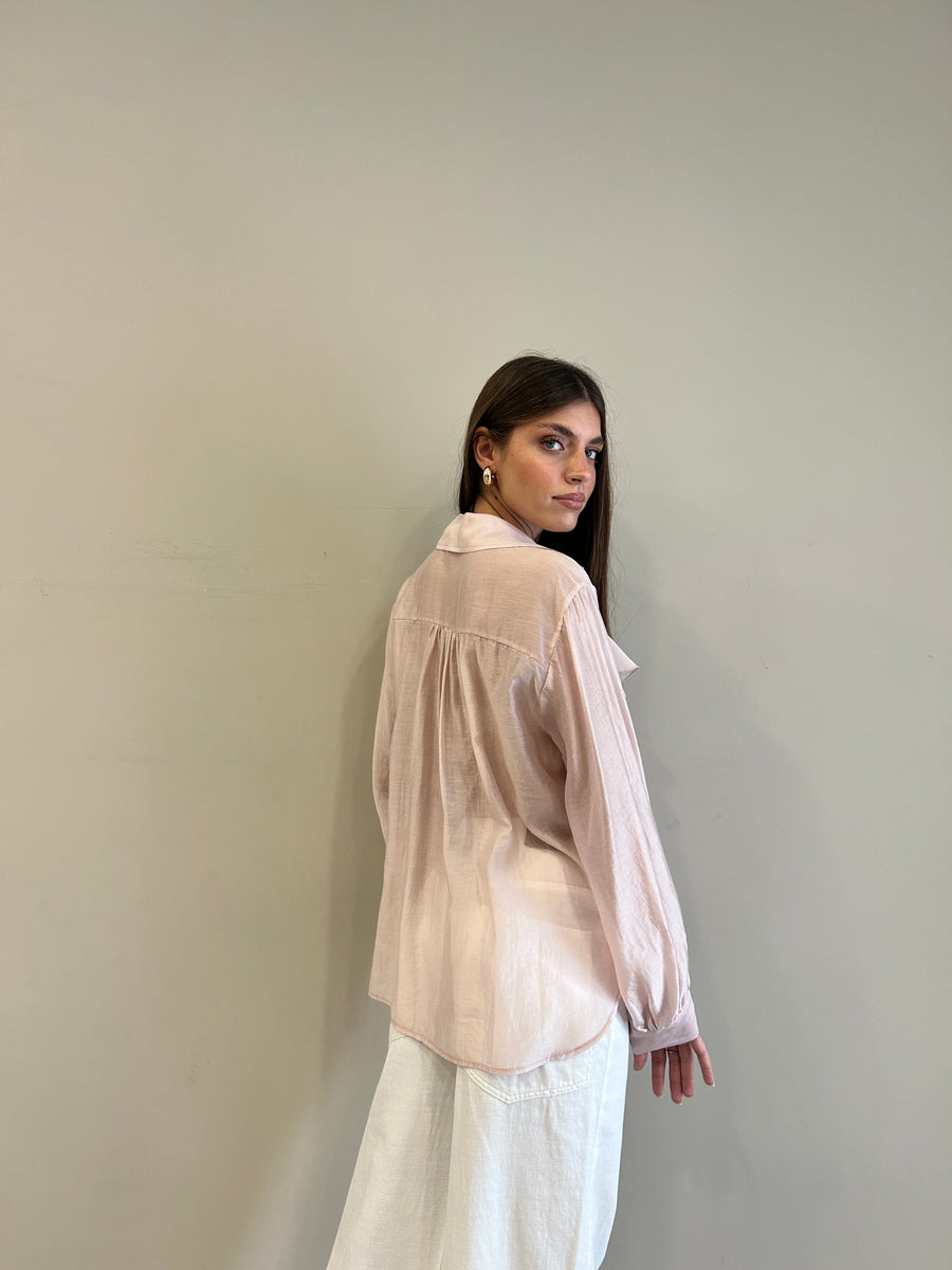 MOTEL Camicia rouches rosa