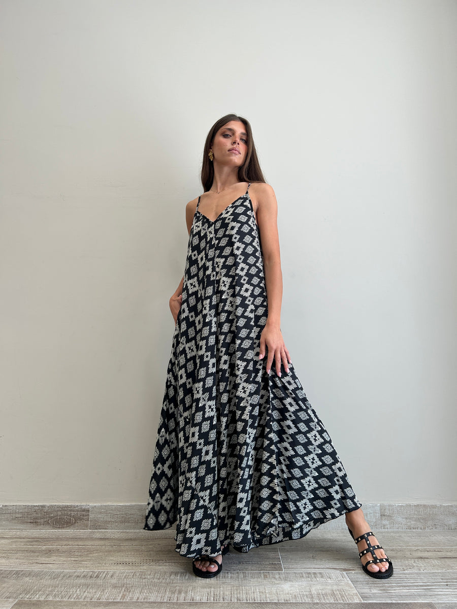 FREELOVE Abito lungo HARMONY Tribal Black