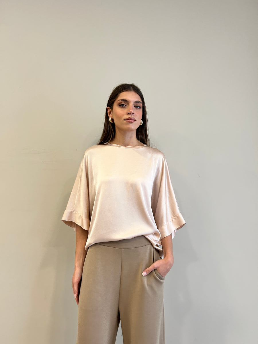 MOTEL Blusa satin cipria