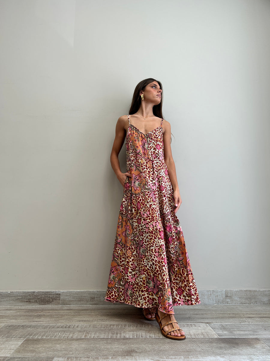 FREELOVE Abito lungo HARMONY Flower Leo Pink