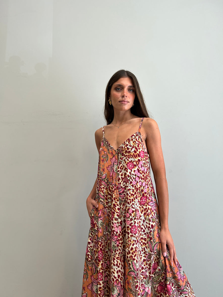 FREELOVE Abito lungo HARMONY Flower Leo Pink