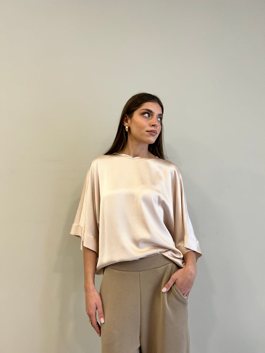 MOTEL Blusa satin cipria