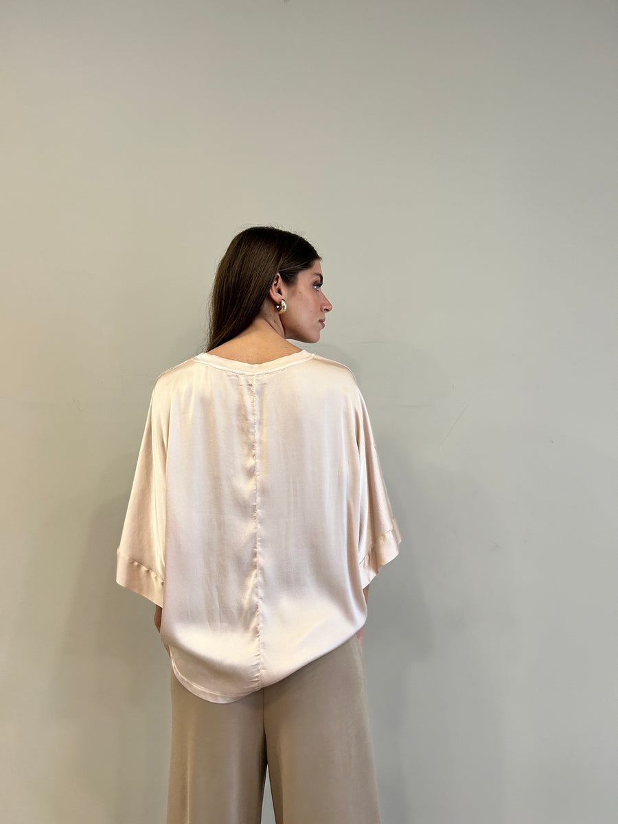 MOTEL Blusa satin cipria