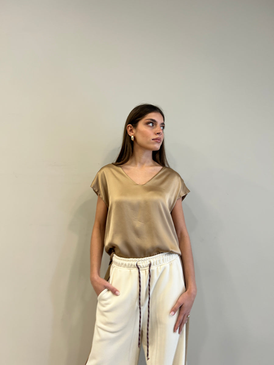 MOTEL Blusa satin oro