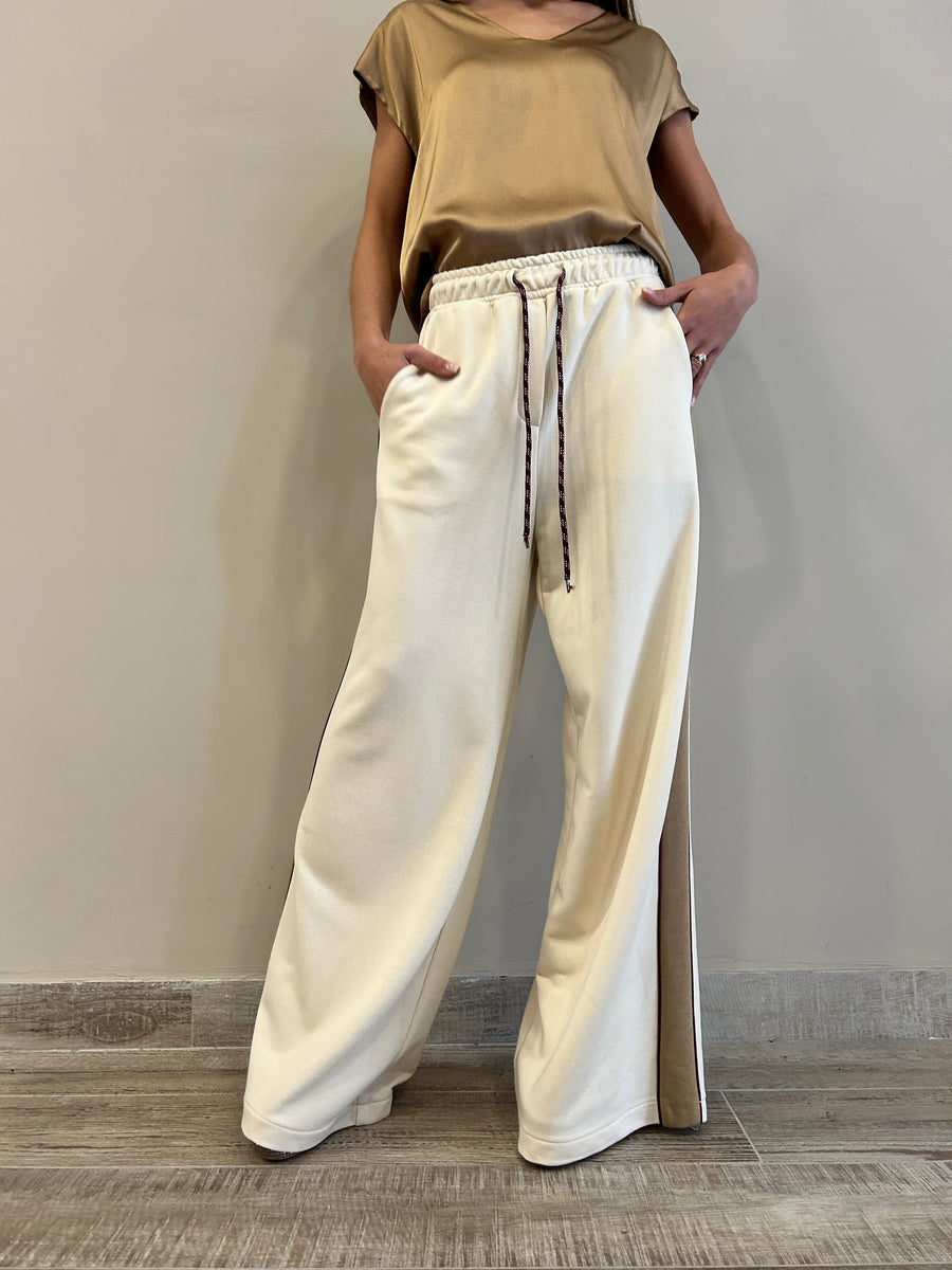 MOTEL Pantalone  banda laterale latte/camel