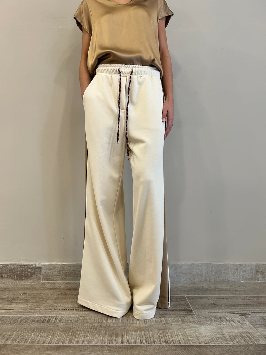 MOTEL Pantalone  banda laterale latte/camel