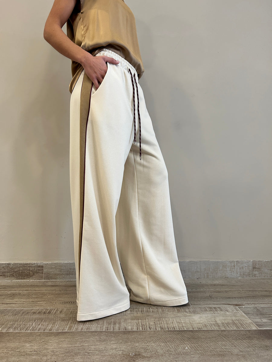 MOTEL Pantalone  banda laterale latte/camel