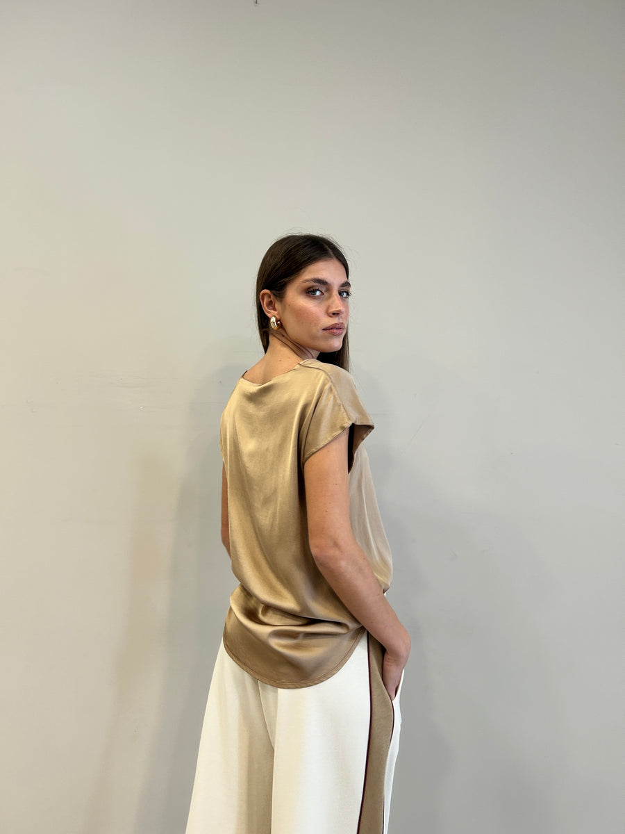 MOTEL Blusa satin oro
