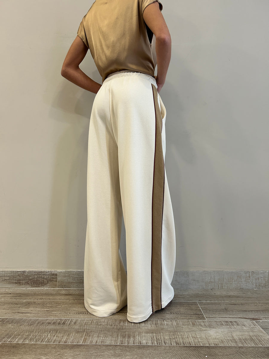 MOTEL Pantalone  banda laterale latte/camel
