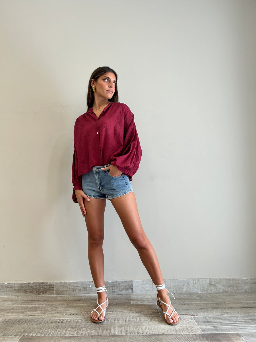 GIPSY INSIDE Camicia corta over cotone rosso India