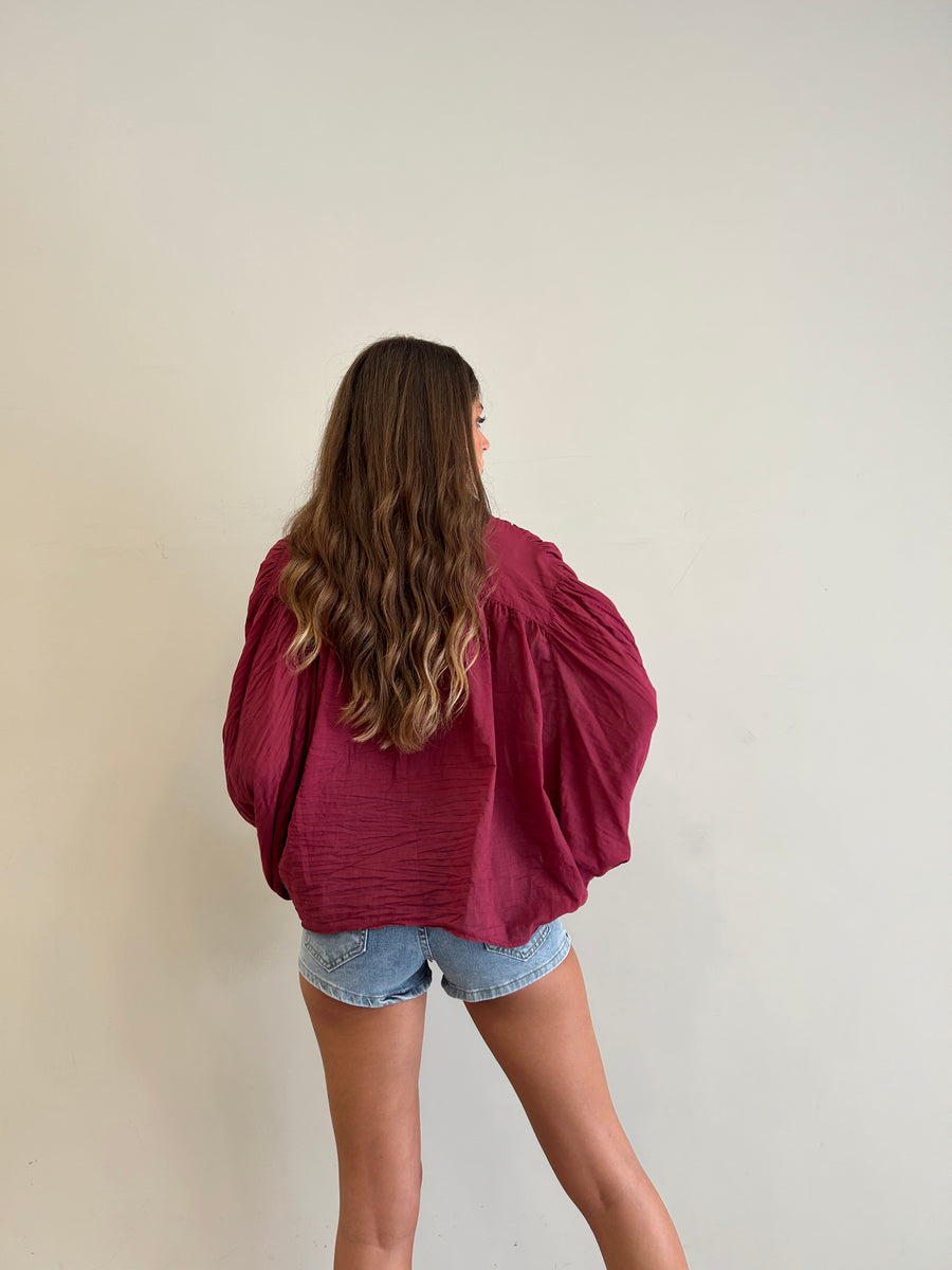 GIPSY INSIDE Camicia corta over cotone rosso India