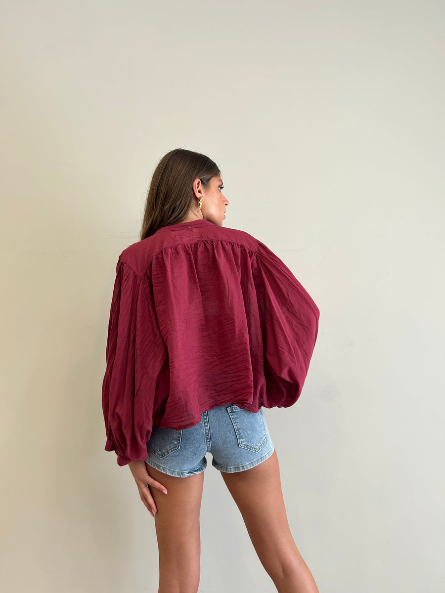 GIPSY INSIDE Camicia corta over cotone rosso India