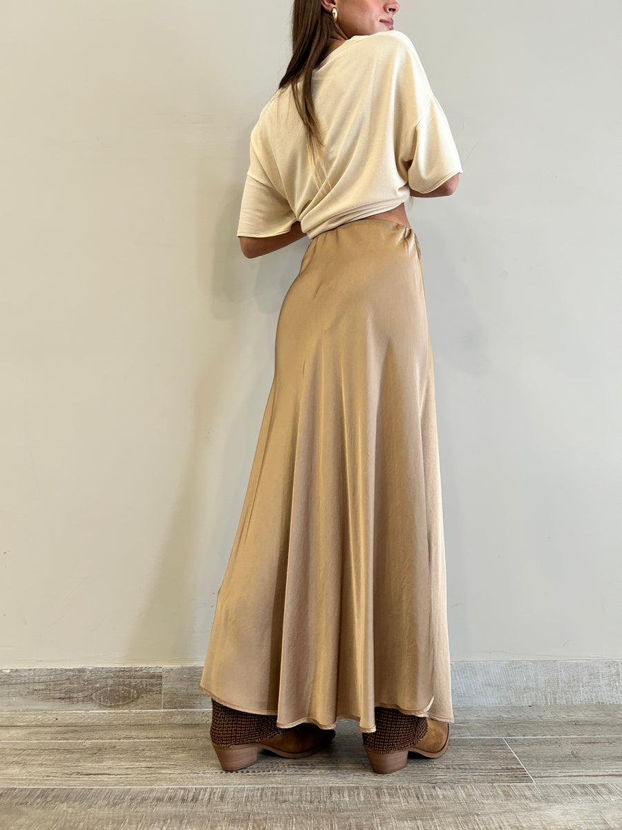 MOTEL Gonna lunga satin oro