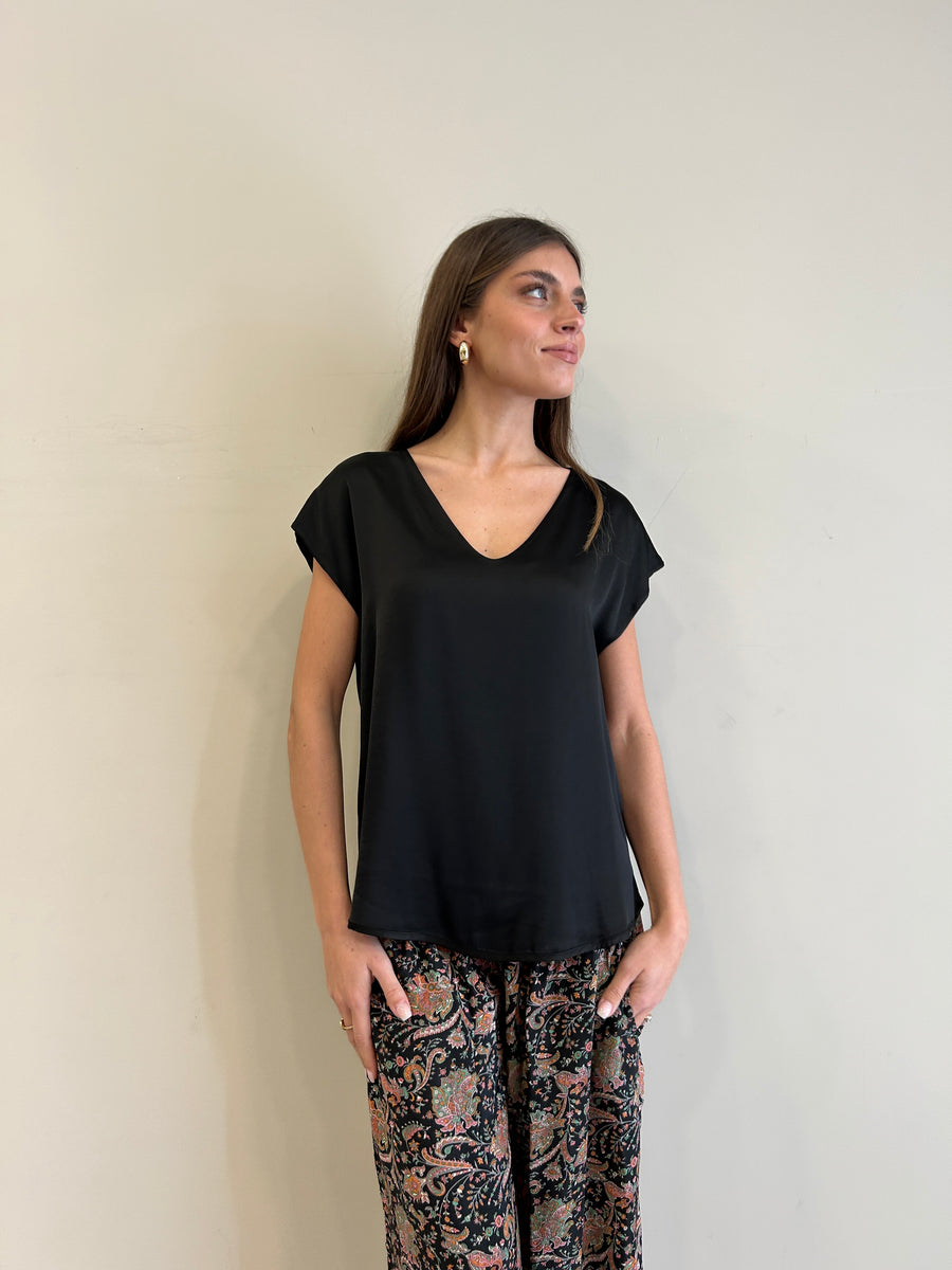 MOTEL Blusa satin nera