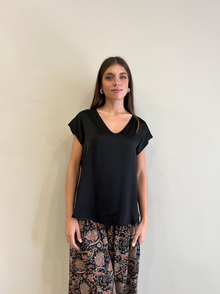 MOTEL Blusa satin nera