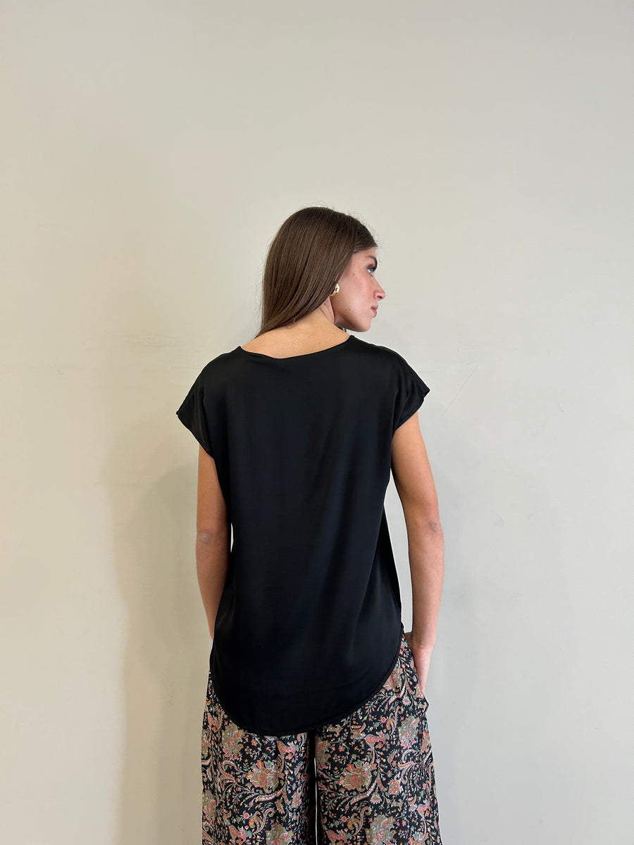 MOTEL Blusa satin nera