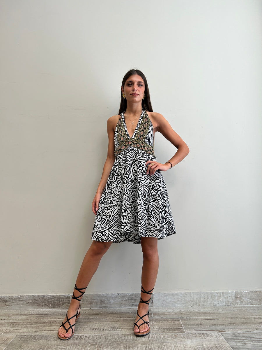 FREELOVE Abito MARINA seta Zebra Black