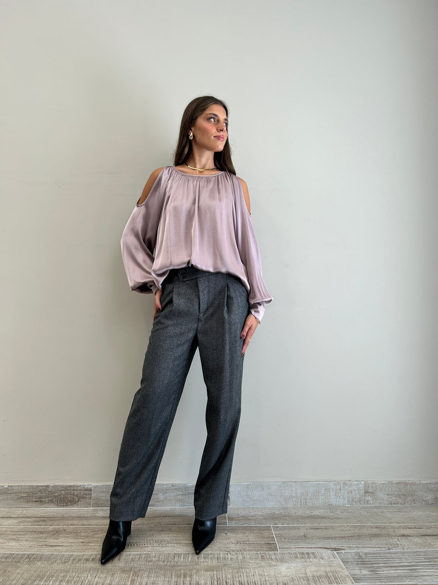 MOTEL Blusa Cut Spalla Rosa Antico