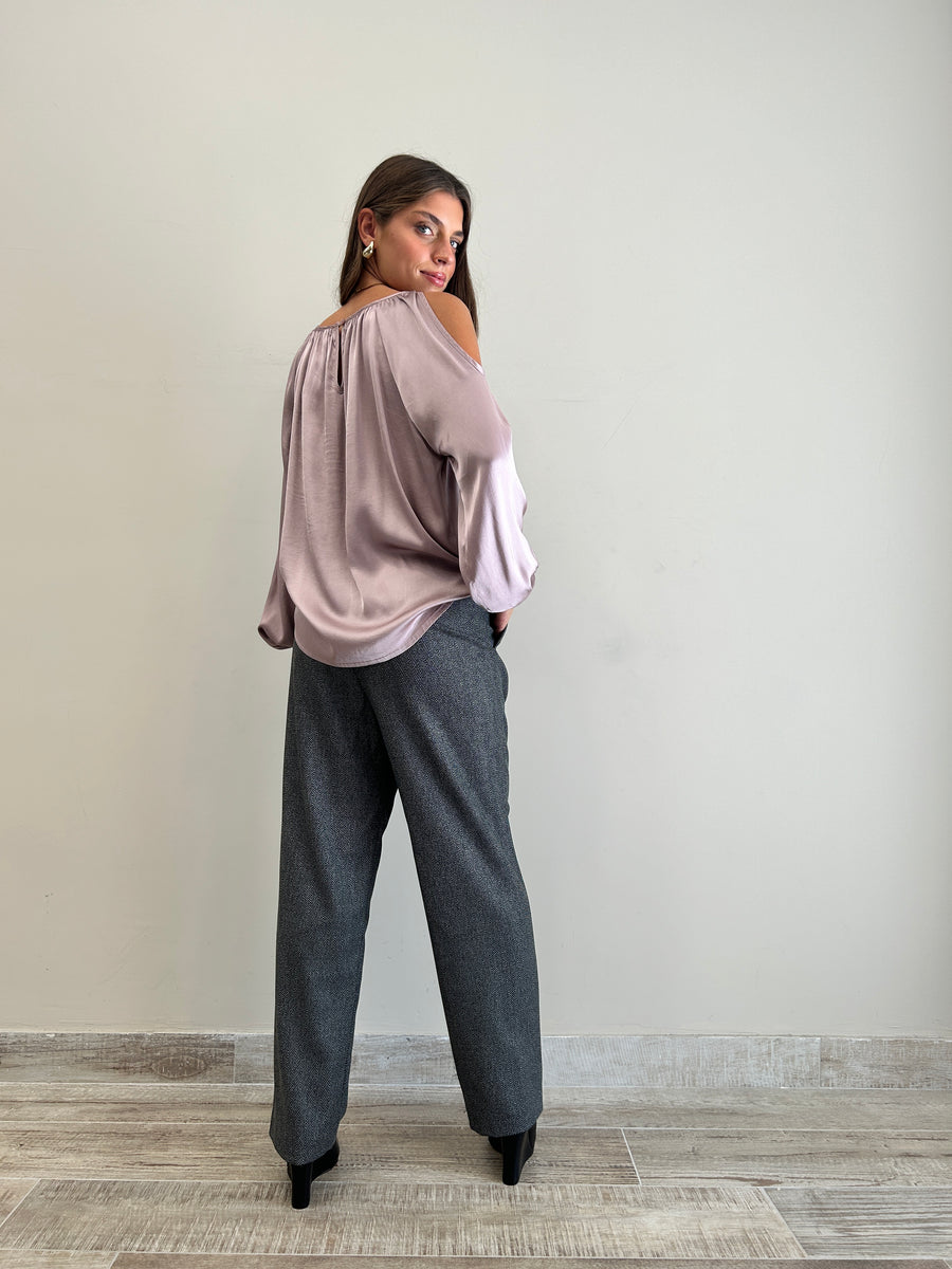 MOTEL Blusa Cut Spalla Rosa Antico