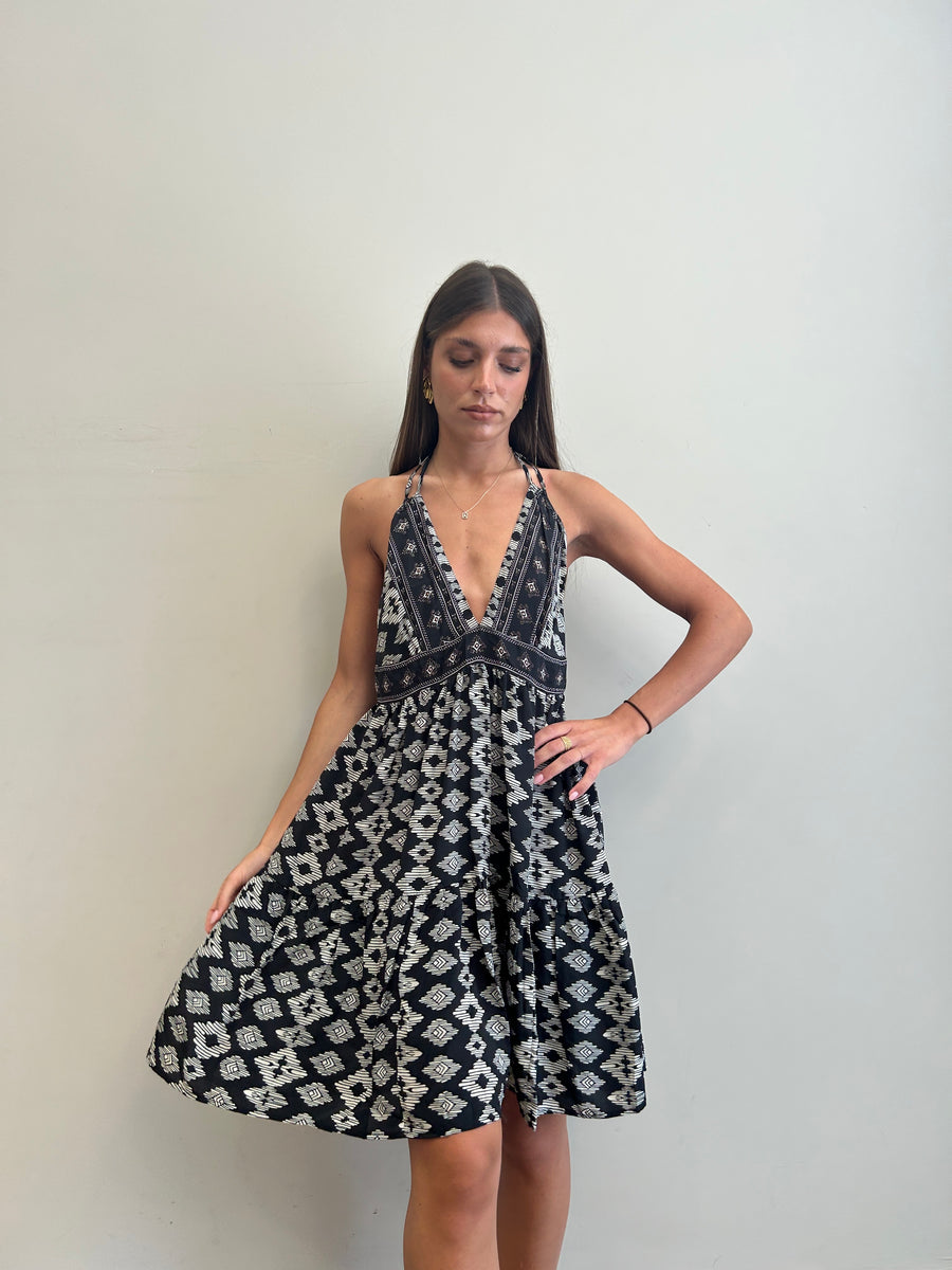FREELOVE Abito MARINA seta Tribal Black